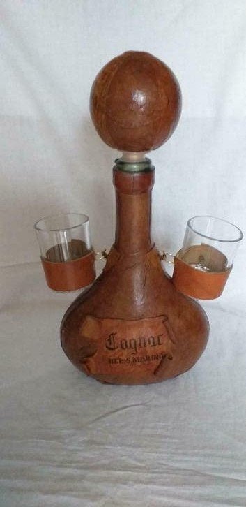 Carafe à cognac et 2 verres, Antiquités & Art, Enlèvement ou Envoi