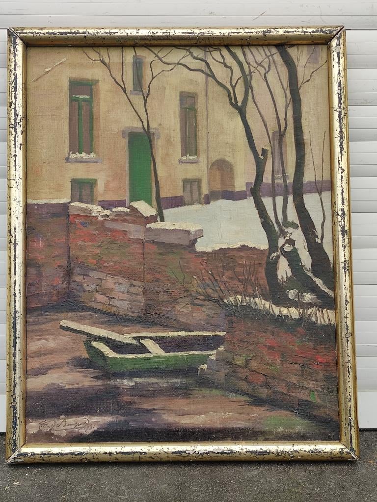 huile sur toile signe rene de baugnies, Antiquités & Art, Enlèvement ou Envoi