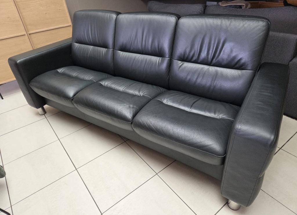 lederen 3zitsbank Stressless, Huis en Inrichting, Zetels | Zetels, Ophalen, Driepersoons, Leer, Rechte bank
