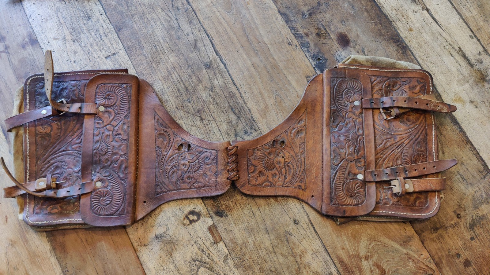 Authentieke Vintage Leren Western Zadeltas – Handgemaakt, Ophalen of Verzenden