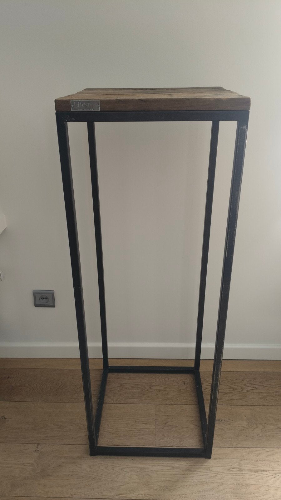 Console houten blad metalen onderstel, Huis en Inrichting, Ophalen, Gebruikt