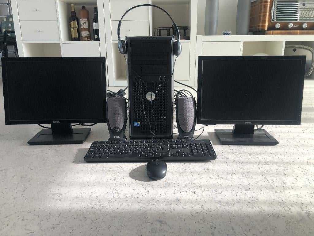 PC Dell avec 2 écrans, boîtiers, souris, clavier, Intel dualcore, Avec carte vidéo, Enlèvement, HDD