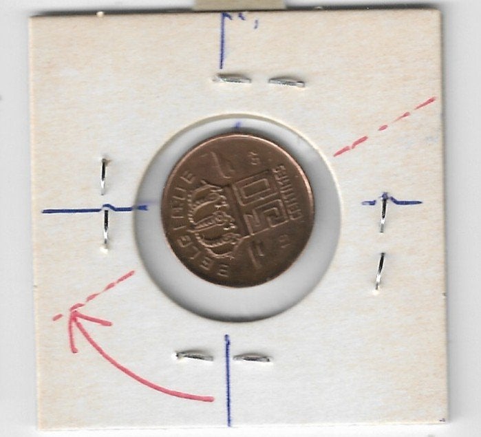 België: MISSLAG : 50 cent 1952 FR (1/4 medailleslag - links), Ophalen of Verzenden, Losse munt