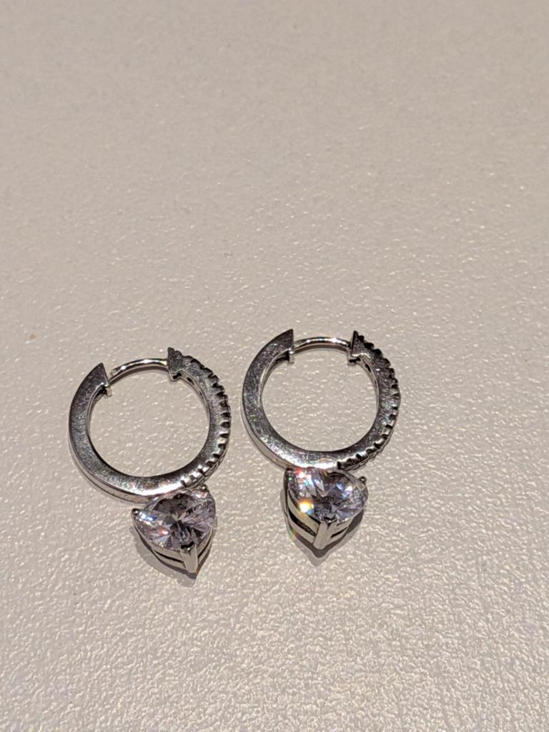 Boucles d'Oreilles Cœur Zirconium en Argent 925, Bijoux, Sacs & Beauté, Argent, Argent