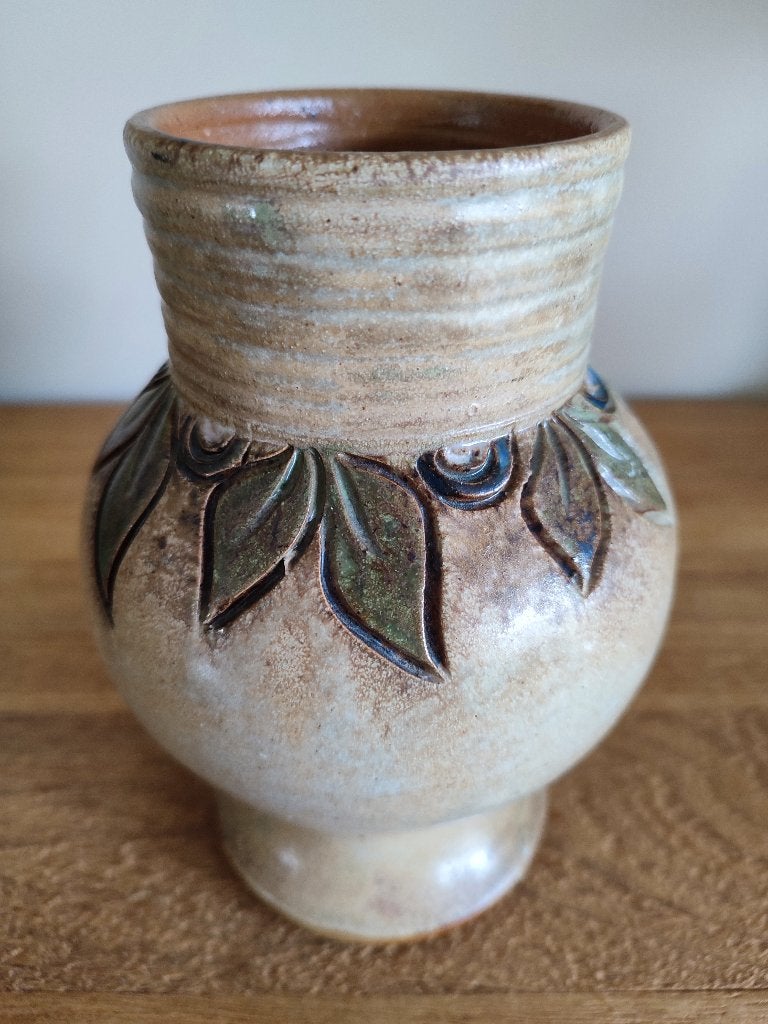 Vase en grès d'art signé Willy Biron. Bouffioulx. 1950-1960, Antiquités & Art, Enlèvement ou Envoi