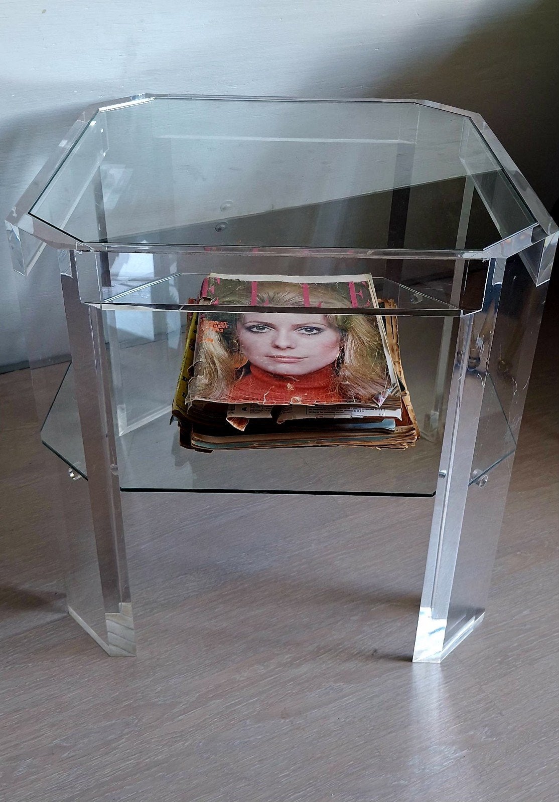Vintage bijzettafel Hollywood Regency 70´s💥80's. Prijs 130e, Ophalen, Glas