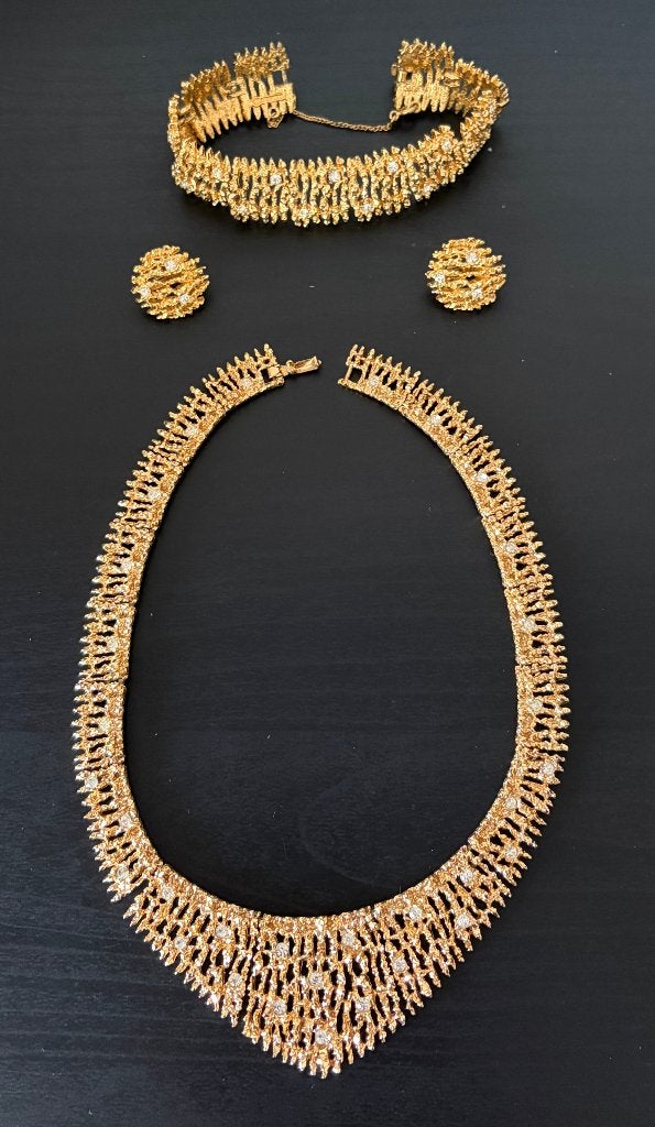 Orlan halsketting, armband en oorbellen - verguld, Ophalen of Verzenden, Goud, Ketting, Verguld