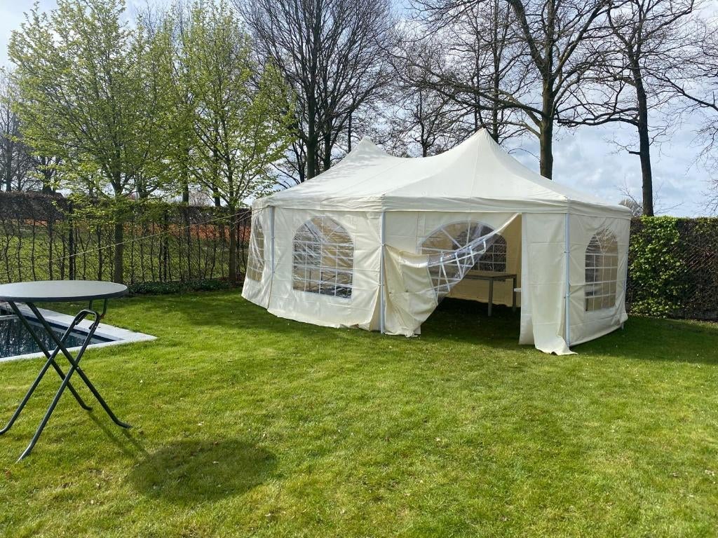 Pagodetent 6,8m x 5m, Ophalen, Gebruikt, 2 meter of meer, 4 tot 6 meter