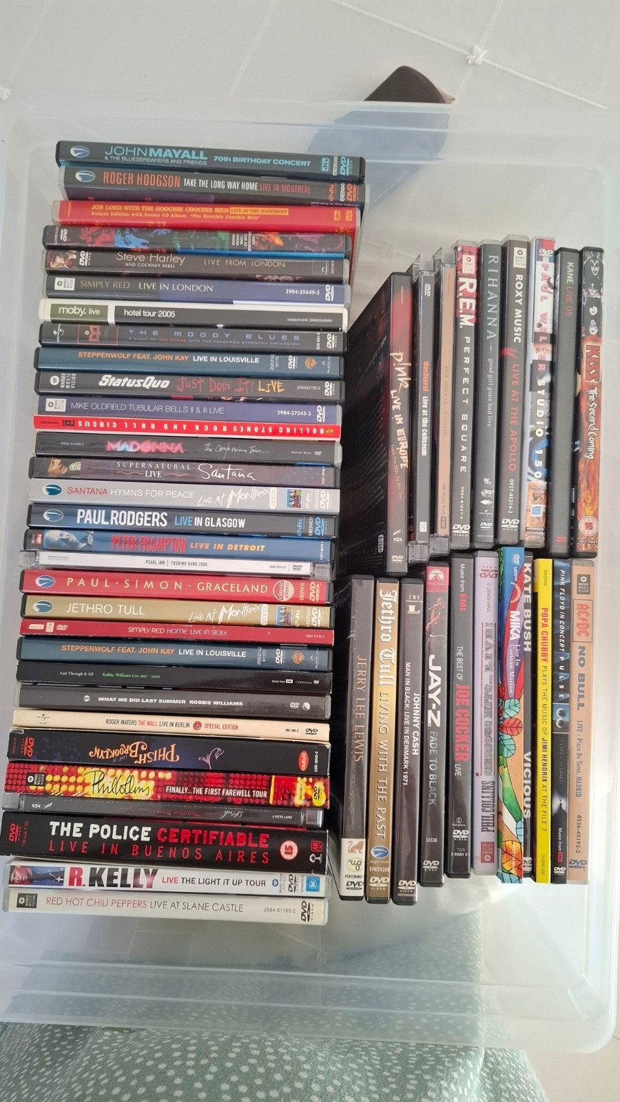 Grand lot DVD concerts et musique – Santana, Police, Simply, Ophalen, Gebruikt, Live-album, Inclusief doosje