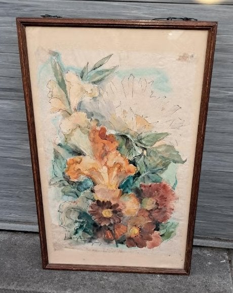 Aquarelle fleurs signe, Enlèvement ou Envoi, Aquarelle, Fleurs