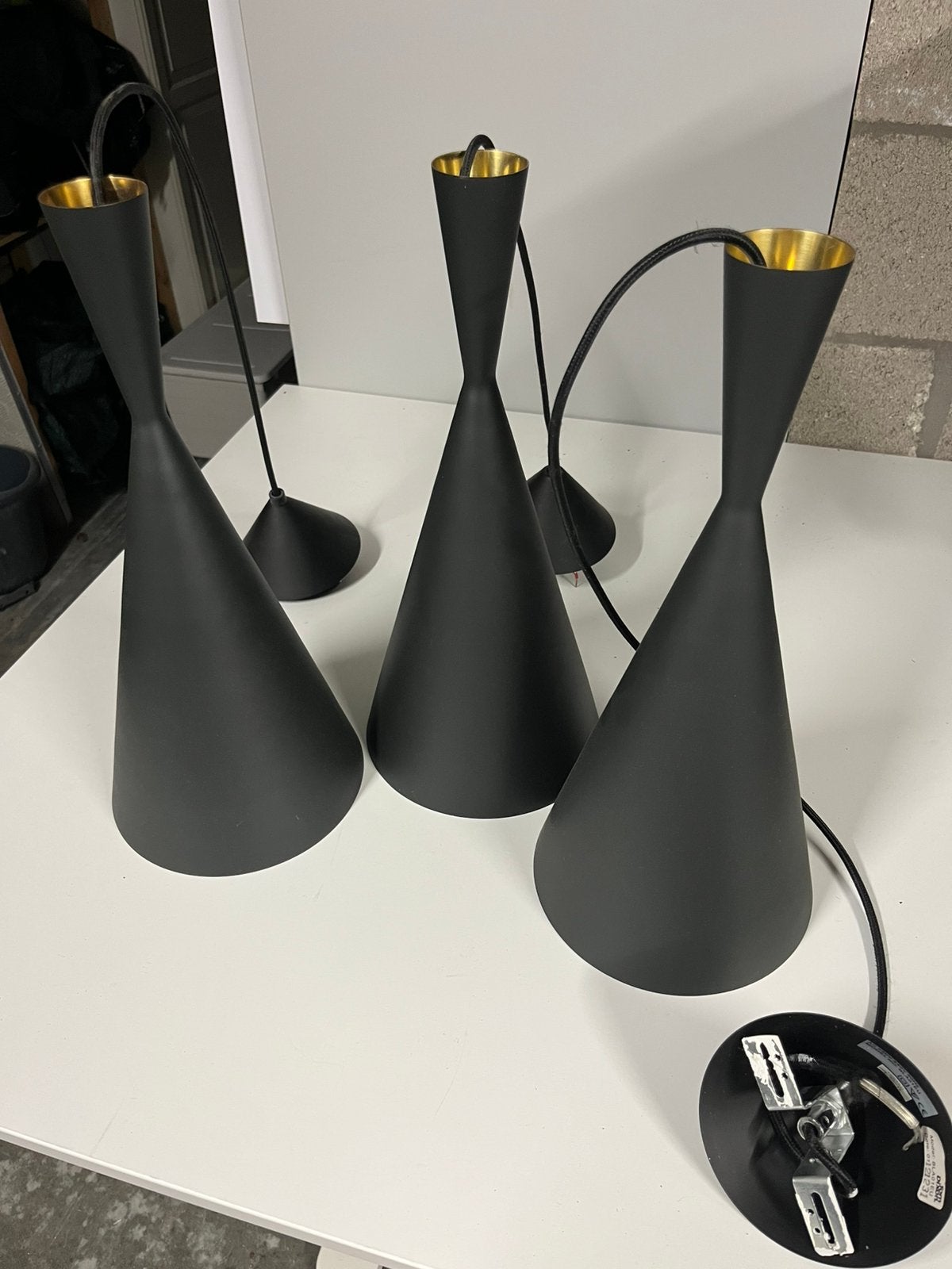 Tom Dixon Beat Hanglampen – Set 3 – Origineel – Zwart/Goud, Ophalen, Zo goed als nieuw