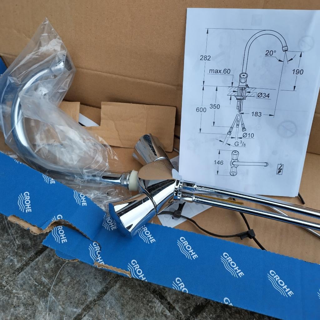 Grohe Costa-L keukenkraan met lage druk Chroom, Ophalen of Verzenden, Nieuw, Chroom, Kraan