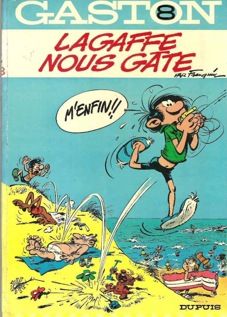 Gaston Lagaffe 8 Lagaffe Nous Gâte EO 1970, Gelezen, Eén stripboek, Ophalen of Verzenden, Franquin