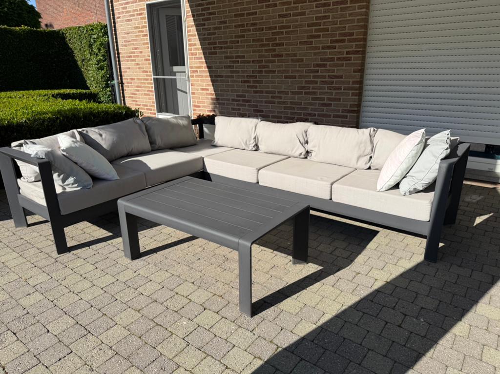 Aluminium loungeset met tafel – antraciet, Enlèvement, Utilisé, Aluminium, Sets de jardin