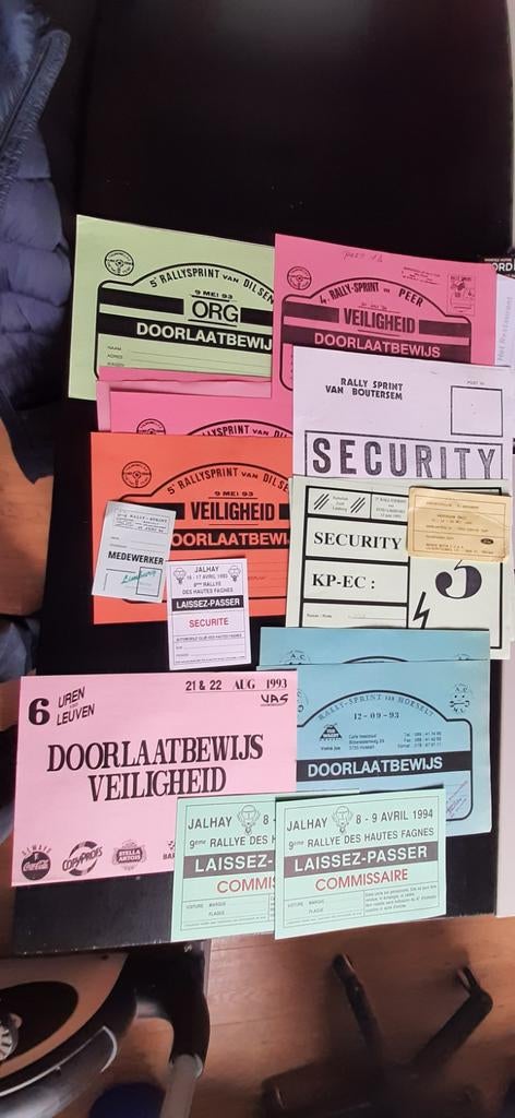 Pass de rallye datant des années 1990, Enlèvement ou Envoi