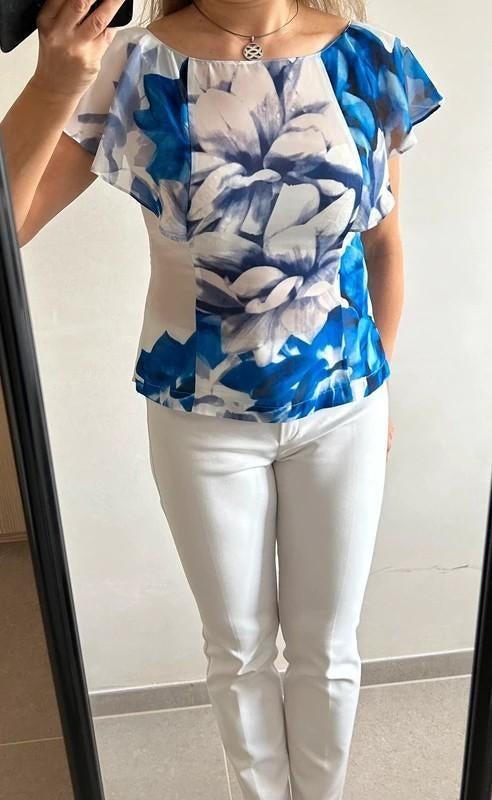 Blauw-wit voile bloesje Steps, Vêtements | Femmes, T-shirts, Manches courtes, Taille 38/40 (M), Enlèvement ou Envoi, Comme neuf