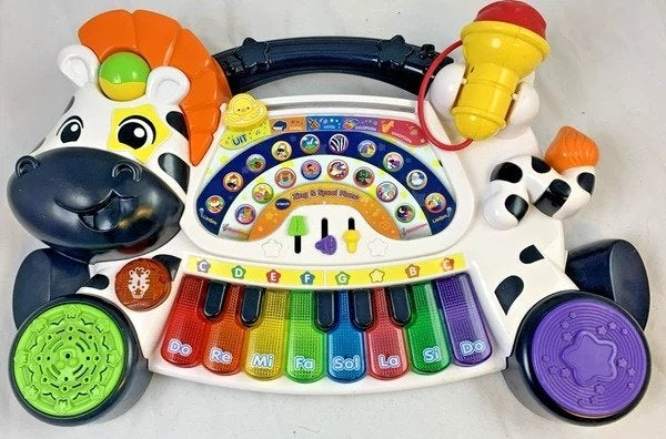 VTech Zing & Speel Piano Zebra met Microfoon babyspeelgoed, Kinderen en Baby's, Verzenden, Zo goed als nieuw, 6 maanden tot 2 jaar