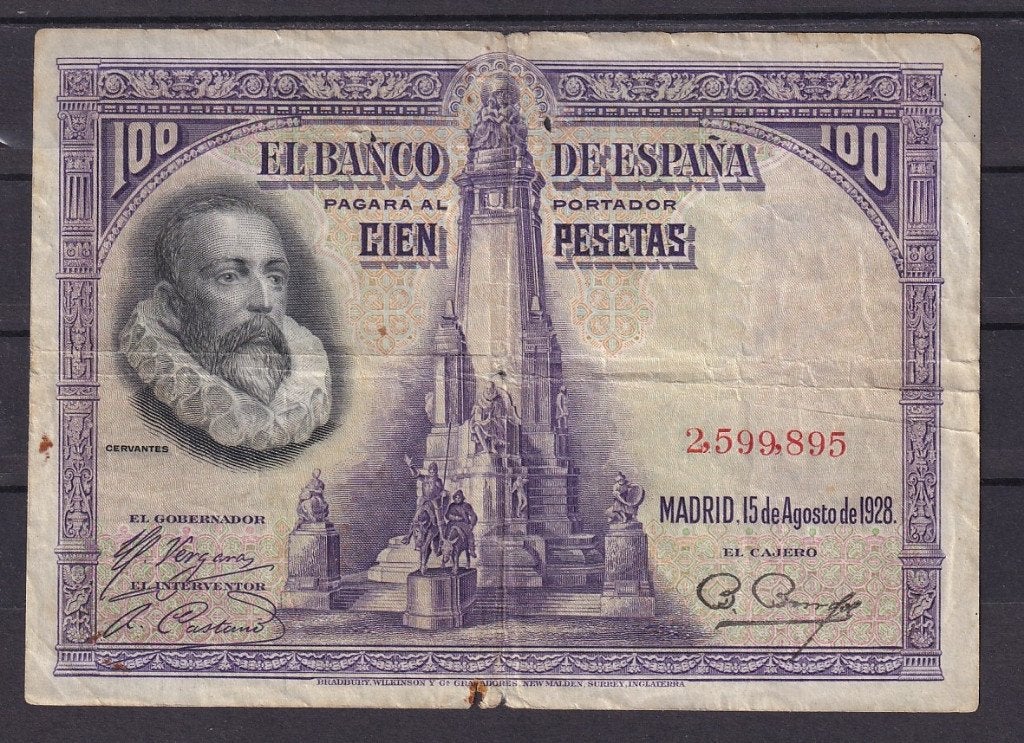 España 100 pesetas 1928 Fine, Ophalen of Verzenden, Overige landen, Los biljet