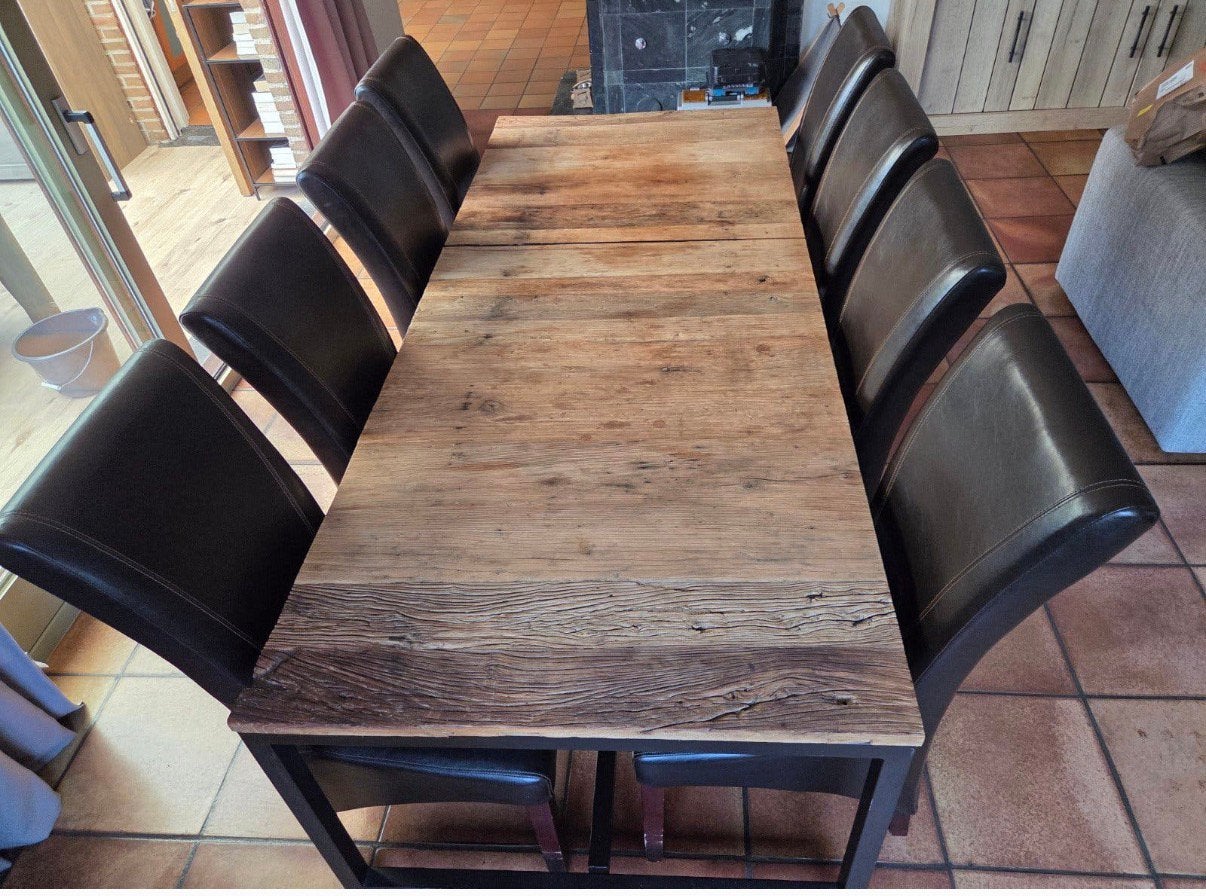 Tafel met 8 stoelen, Huis en Inrichting, Ophalen, Gebruikt, 6 tot 8 stoelen