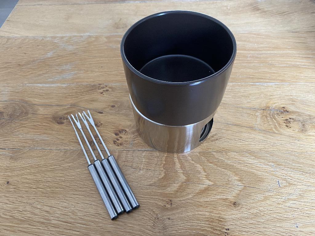 Chocolade fondue set met kaarsje, Enlèvement ou Envoi, Utilisé, Autres types, Autres matériaux