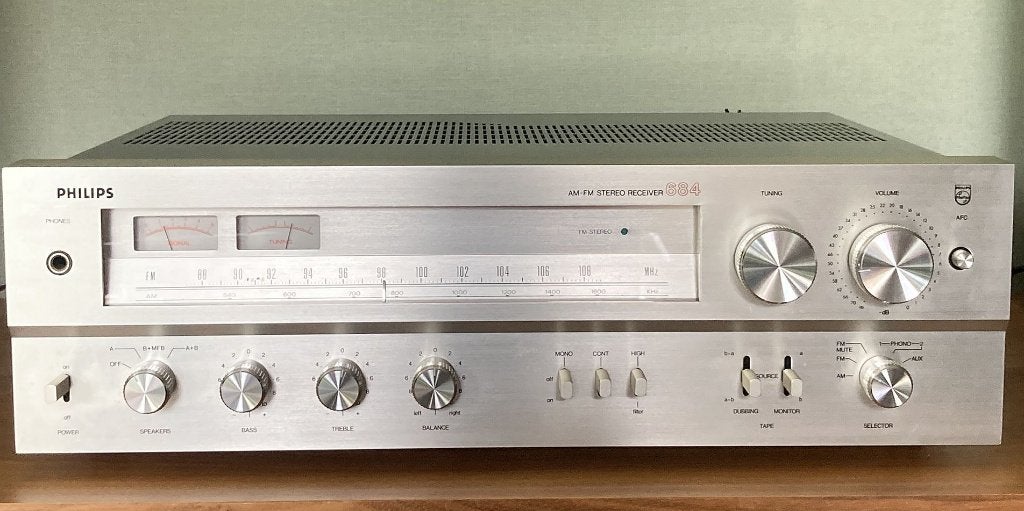 Vintage Philips 22AH684 Versterker / Receiver (2x 55W), Audio, Tv en Foto, Versterkers en Ontvangers, Zo goed als nieuw, Stereo