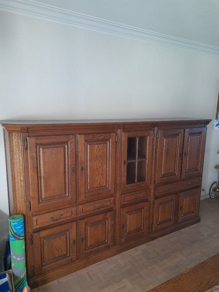 donker eiken wandkast, 250 à 300 cm, Utilisé, Chêne, Avec tiroir(s)