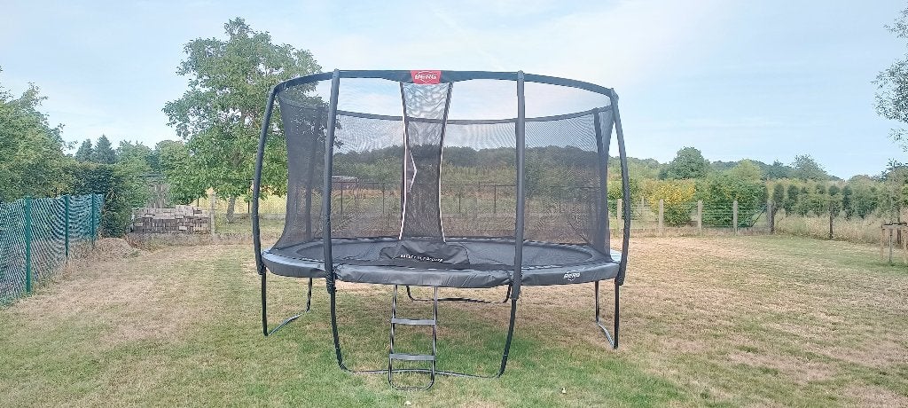Trampoline BERG Champion 430 Grey + Safety Net Deluxe, Ophalen, Zo goed als nieuw