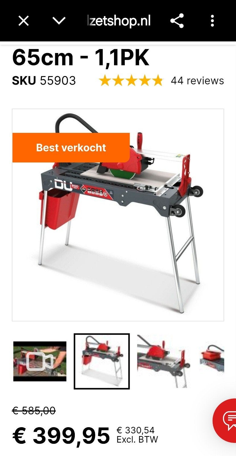 Tegelzaagmachine incl. diamantzaagblad - 650 Rubi DU 200 EV, Bricolage & Construction, Enlèvement ou Envoi, Utilisé, Scie circulaire