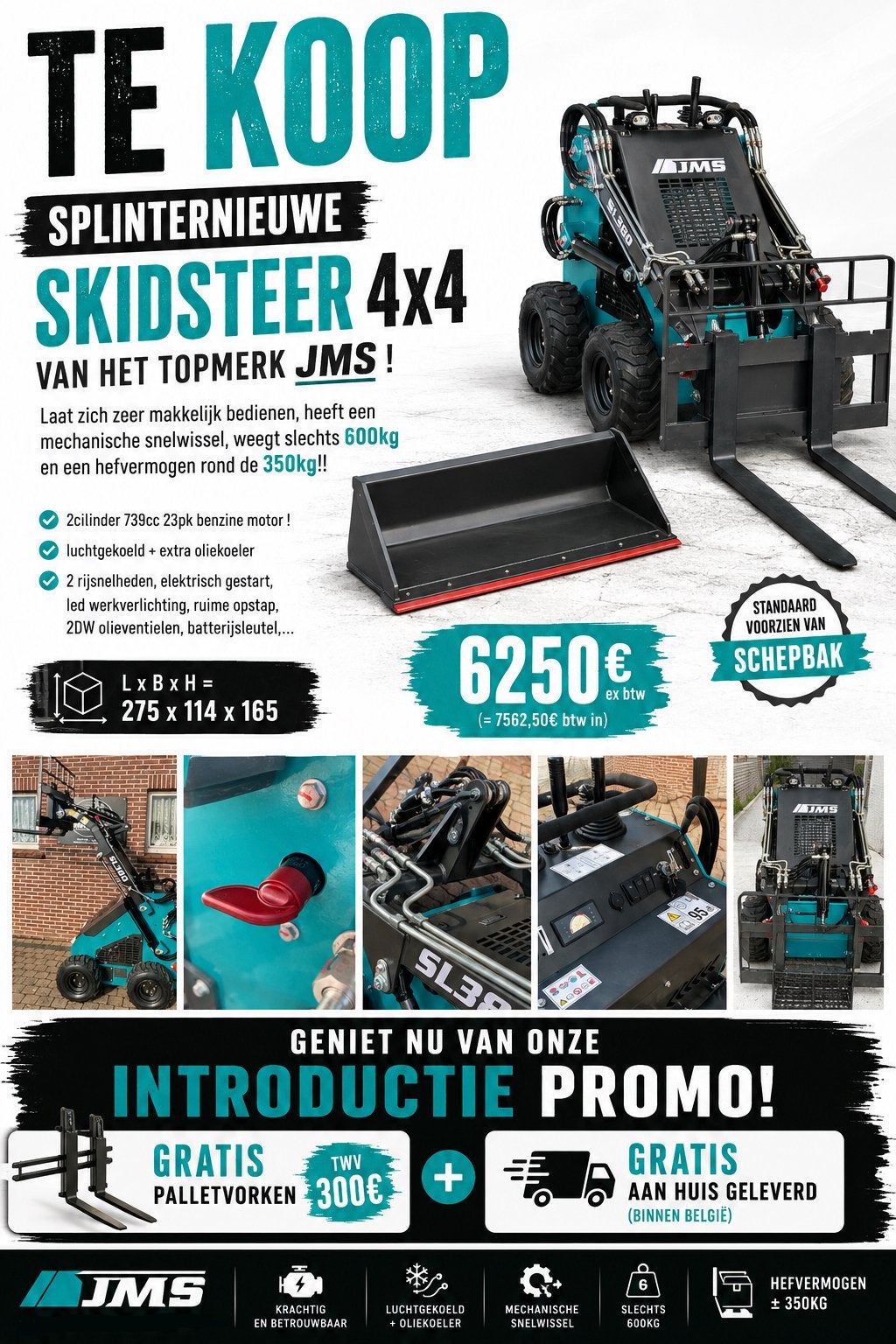 NIEUWE JMS Skidster 23pk 2cilinder! PROMO! +Gratis levering!, Articles professionnels, Machines & Construction | Chariots élévateurs & Transport interne