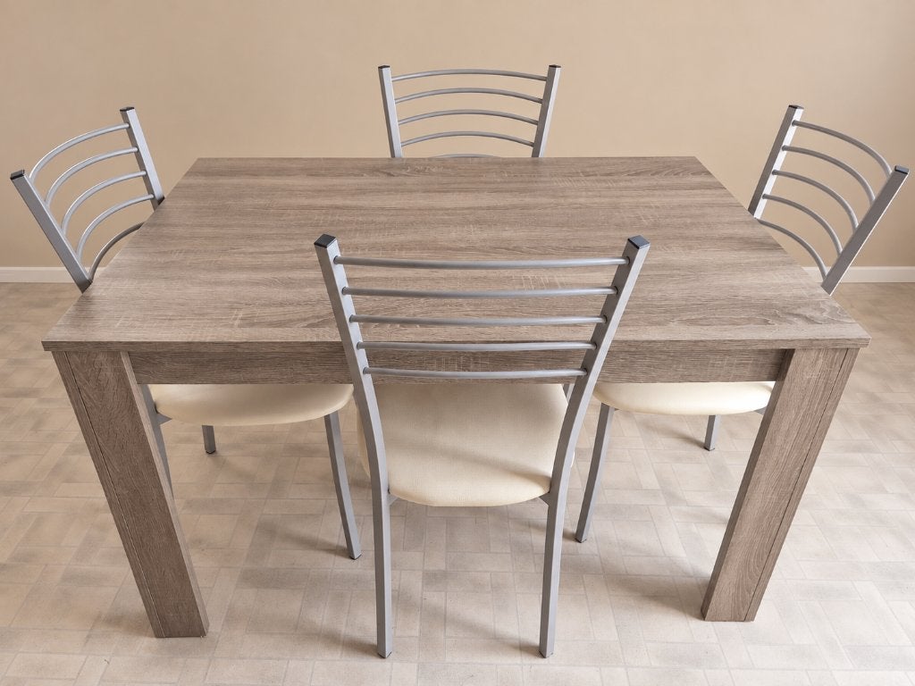 Table de salle à manger 140  90 cm + 4 chaises, Enlèvement, Utilisé, Moins de 4 chaises