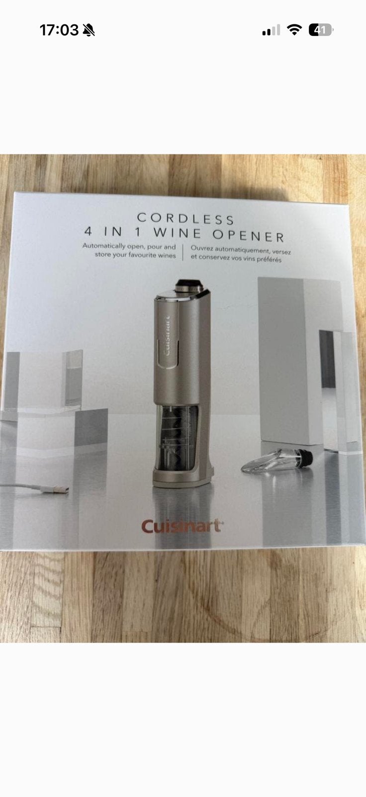 Automatische wijnflesopener Cuisinart, Ophalen of Verzenden, Zo goed als nieuw