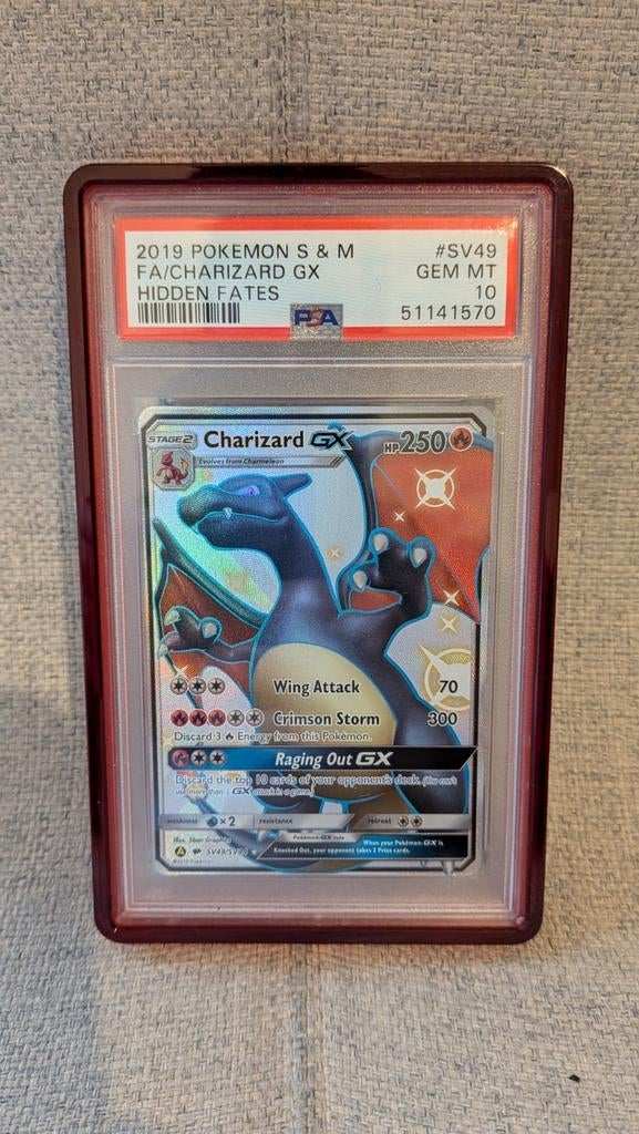 Charizard GX SV49 Hidden Fates PSA 10 Pokemon, Hobby en Vrije tijd, Ophalen of Verzenden, Zo goed als nieuw, Losse kaart, Foil