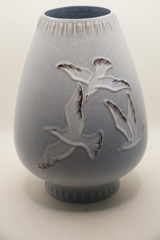 vintage Flora vaas Gouda meeuwen, Moins de 50 cm, Enlèvement ou Envoi, Poterie ou Porcelaine, Utilisé