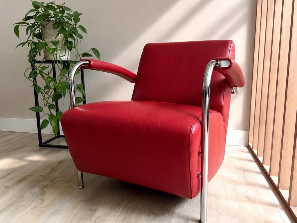 Leolux Scylla - Cuir rouge Ferrari - comme neuf, 75 à 100 cm, Comme neuf, Enlèvement, 50 à 75 cm