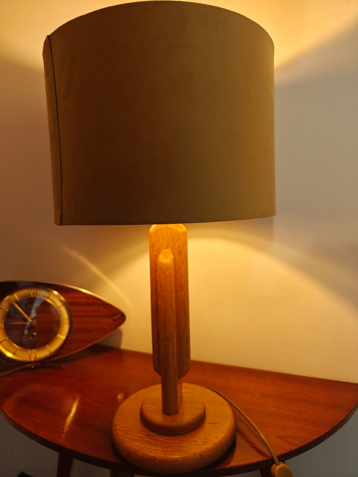 MidCentury tafellamp, Bureaulamp, Hout, Gebruikt, Scandinavisch