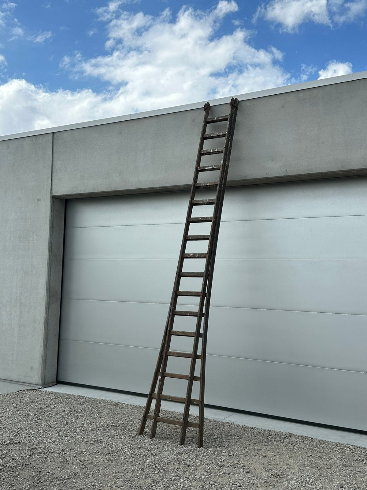 Houten schuifladder 2x 4m, Enlèvement, Comme neuf, Échelle