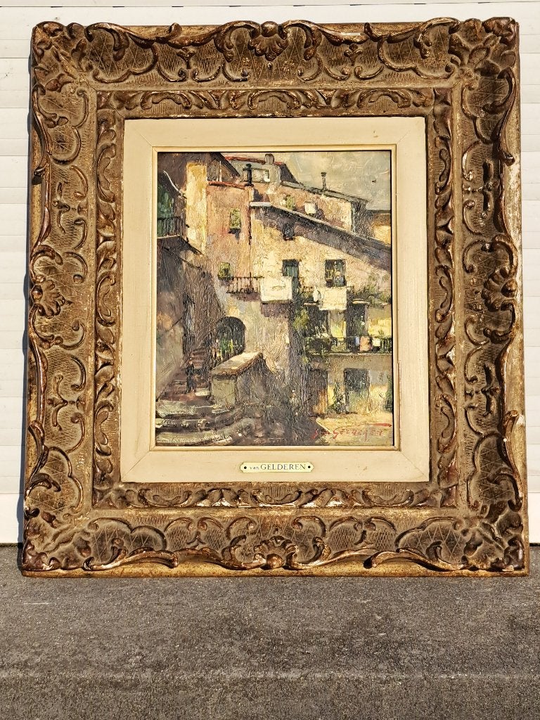 huile sur panneau signe simon van gelderen, Antiquités & Art, Enlèvement ou Envoi, Panneau