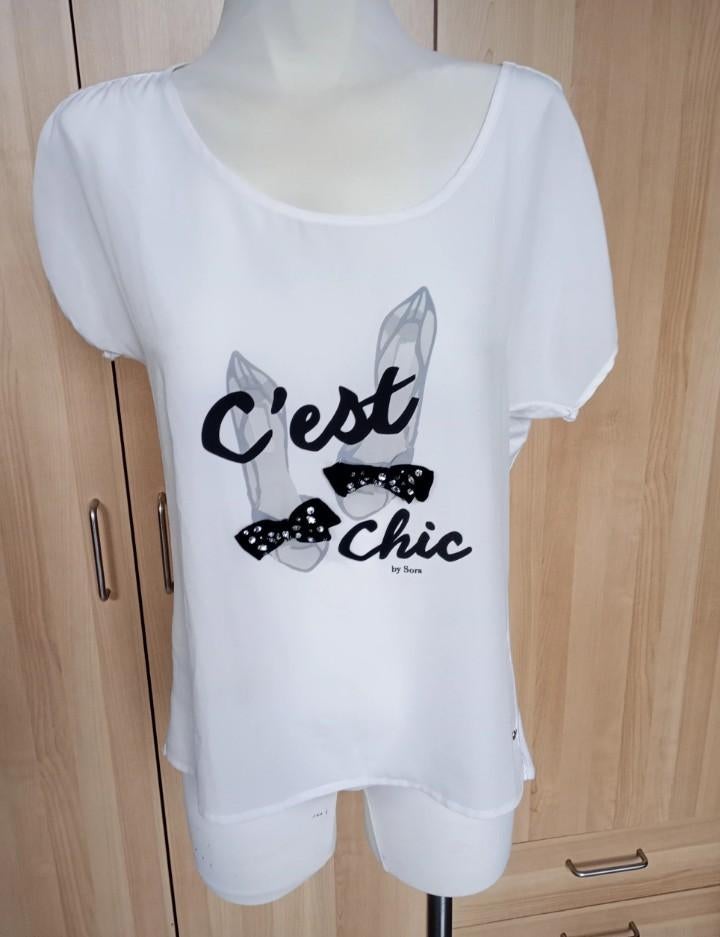 L t-shirt "c'est chic", Kleding | Dames, T-shirts, Wit, Ophalen of Verzenden