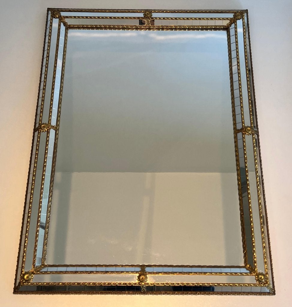 Spiegel met meerdere facetten en messing guirlandes., Huis en Inrichting, Woonaccessoires | Spiegels, Ophalen, 100 tot 150 cm