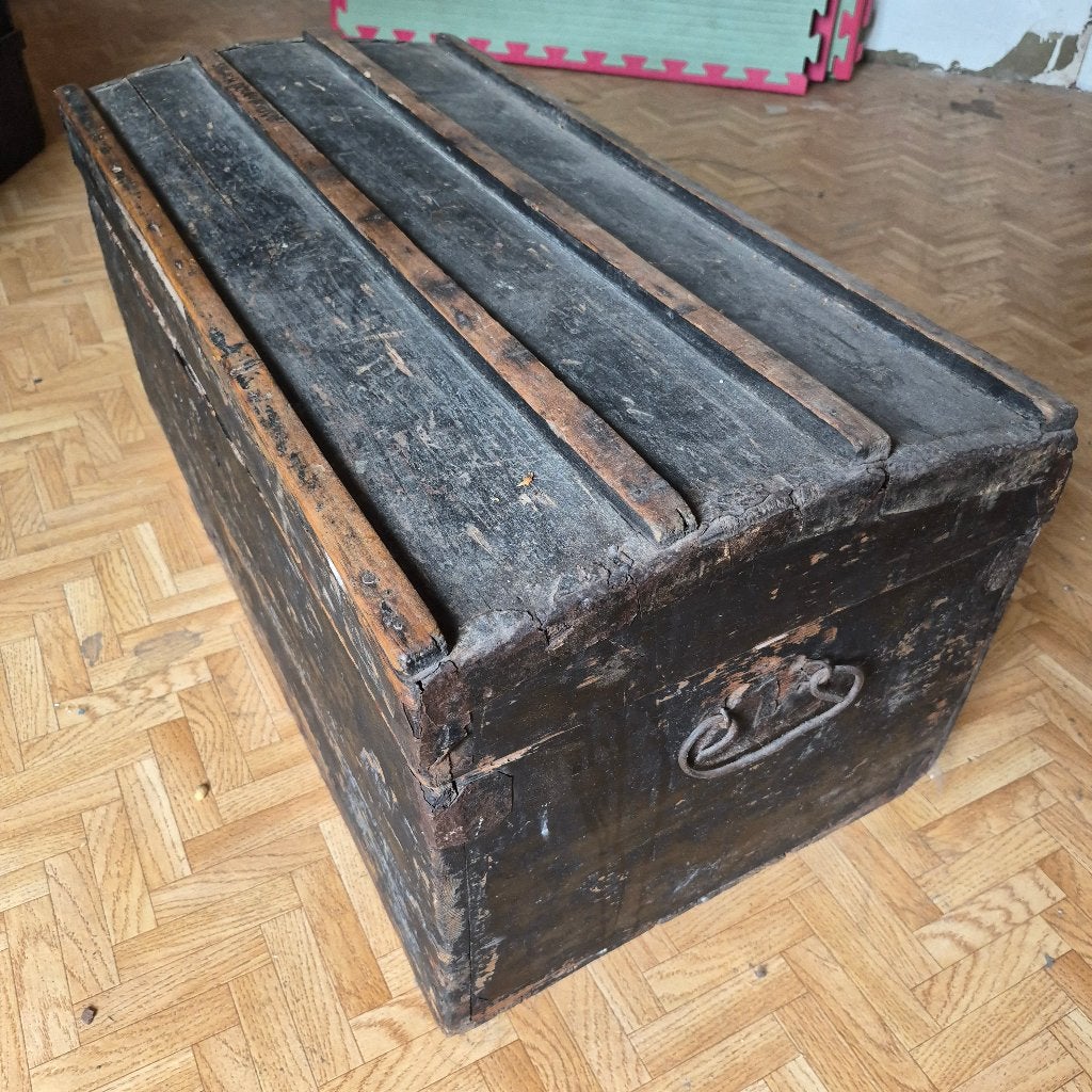 Antieke houten kist, Maison & Meubles, Accessoires pour la Maison | Coffres, 100 à 150 cm, Enlèvement, Utilisé, 50 à 75 cm