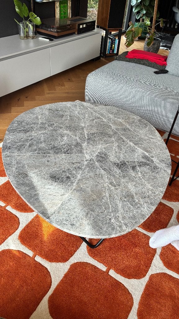 Grijs marmeren salontafel furnified, 100 à 150 cm, Scandinavisch, Comme neuf, 100 à 150 cm
