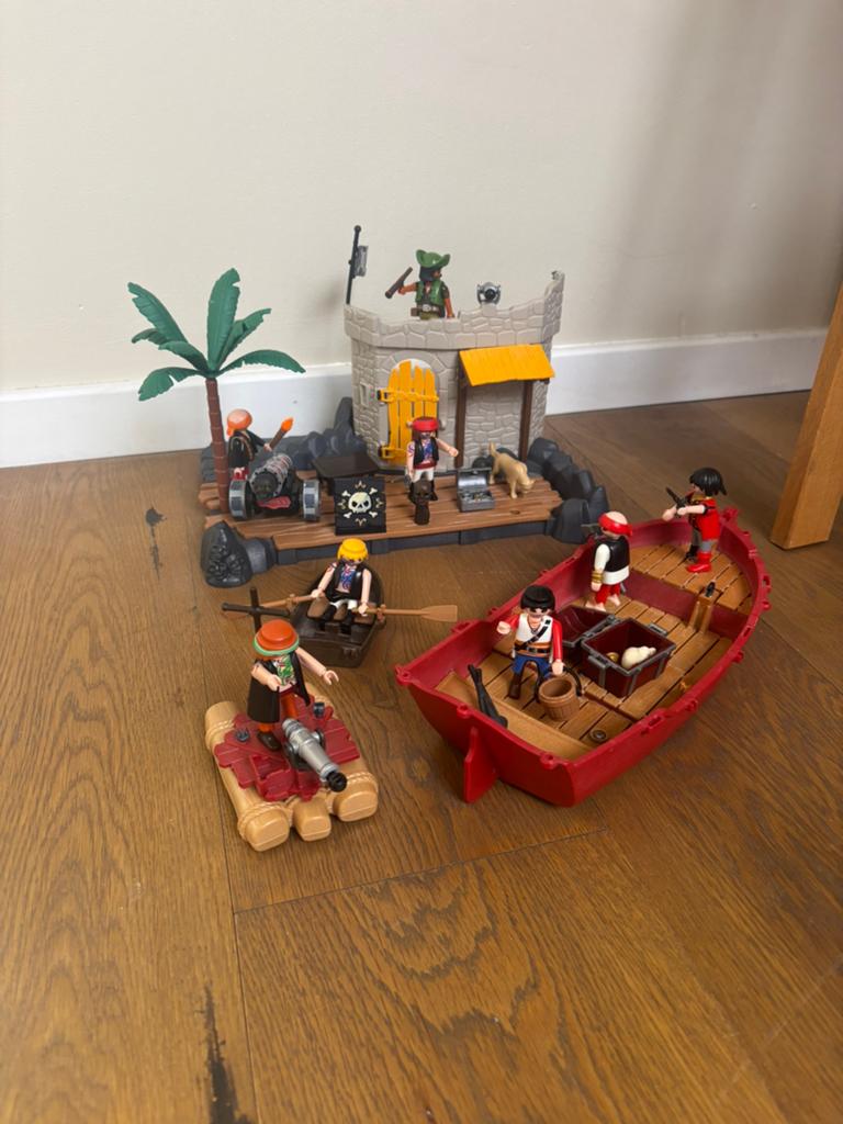 Playmobil lot ille, fort, et bateau pirate, Enlèvement ou Envoi, Comme neuf