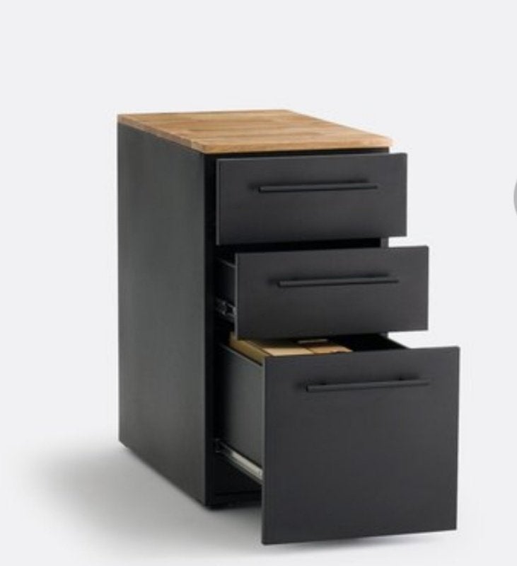 Caisson de bureau / petite commode métal et chêne, Maison & Meubles, Armoires | Commodes, Utilisé, Moins de 100 cm, 50 à 75 cm