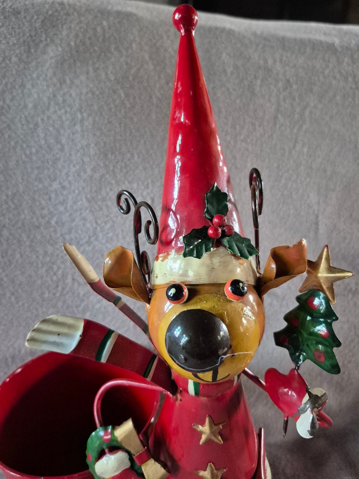 Figurine de Noël en métal avec pot de fleurs, Enlèvement