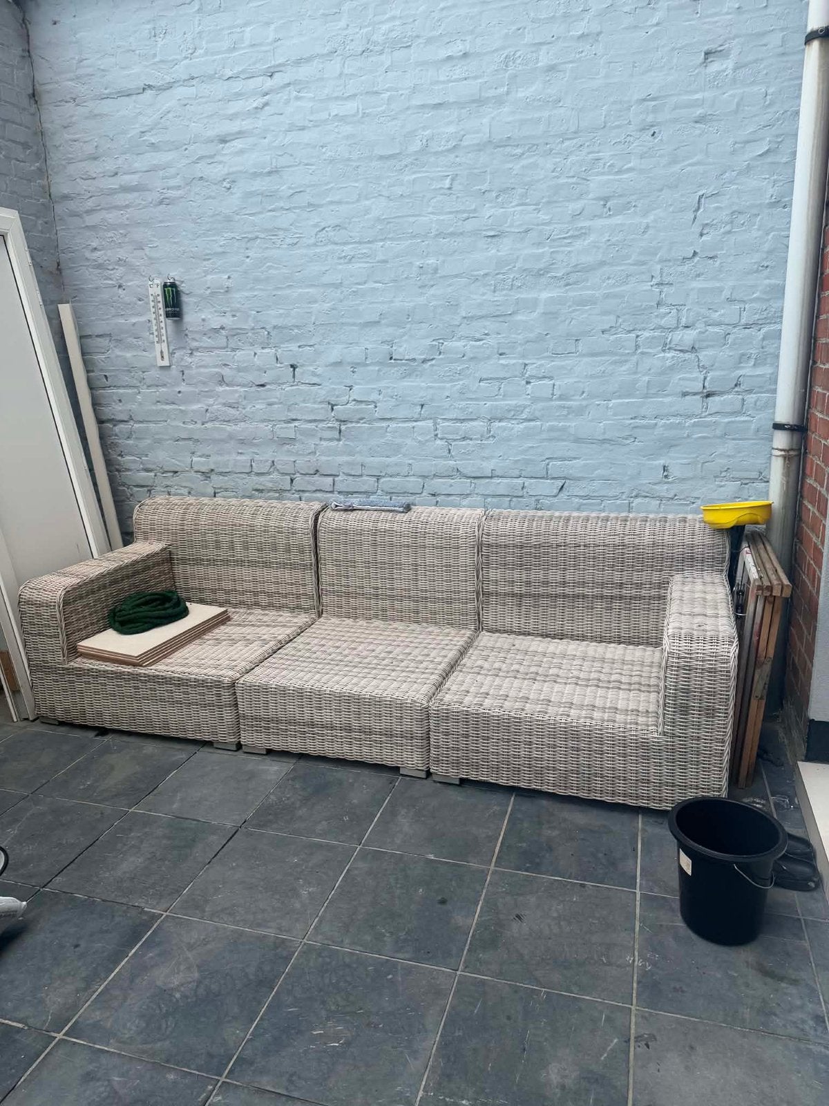 Lounge zetel + tafel, Tuin en Terras, Ophalen, Gebruikt, Kunststof