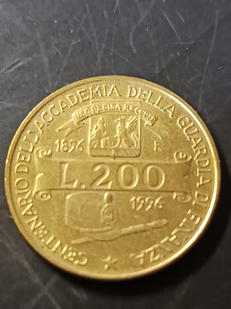 italiaanse 200 Lire munt (1996) - Centenario Accademia, Enlèvement, Italie, Monnaie en vrac