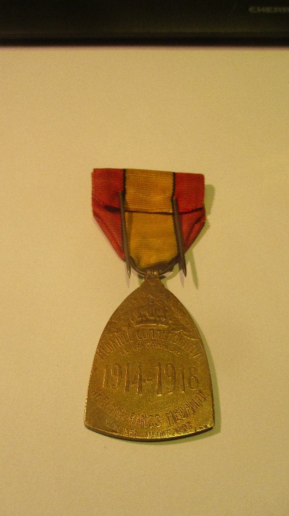 Médaille Belge Commémorative 14-18, Collections, Enlèvement ou Envoi, Armée de terre, Ruban, Médaille ou Ailes