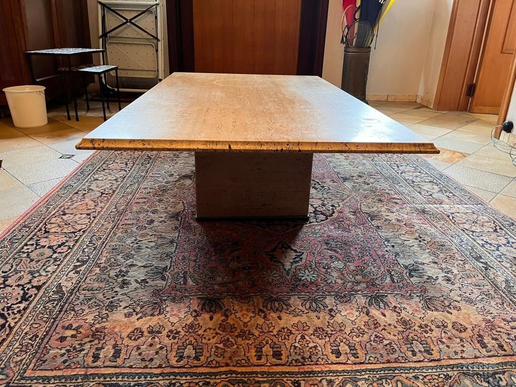 Vintage salontafel in natuursteen – jaren 70 stijl, Huis en Inrichting, Ophalen