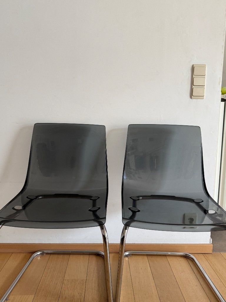 4 IKEA Tobias Eetkamerstoelen, Maison & Meubles, Chaises, Gris, Comme neuf, Enlèvement, Autres matériaux