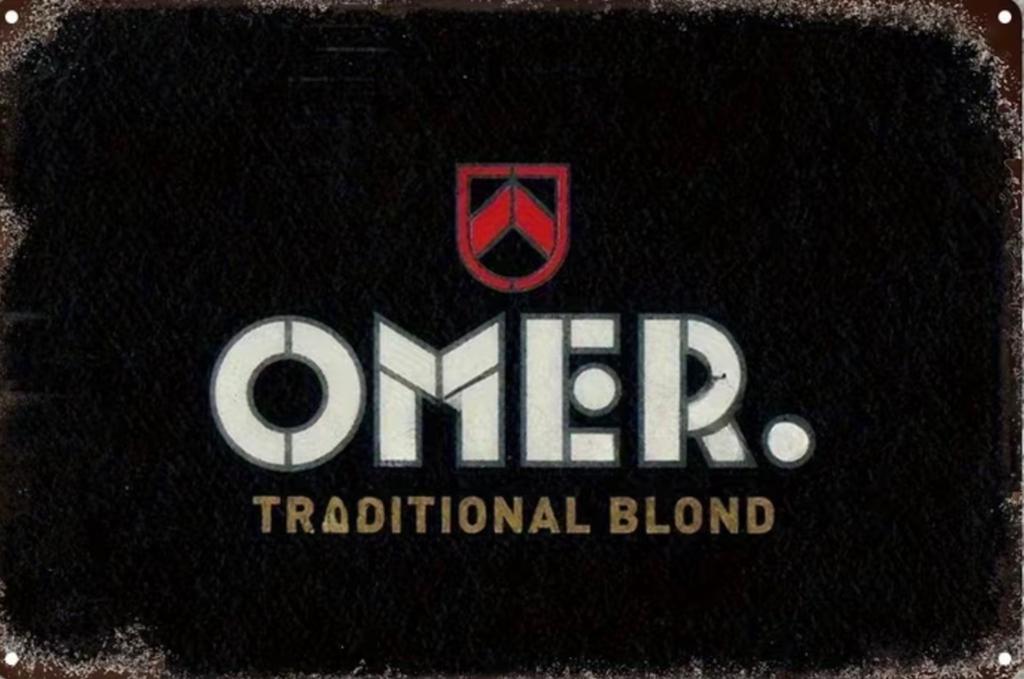 Metalen reclamebord Omer logo - retro vintage mancave, Verzamelen, Biermerken, Ophalen of Verzenden, Nieuw, Reclamebord, Plaat of Schild